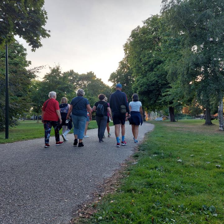 Wandelgroep in Park Rijnstroom