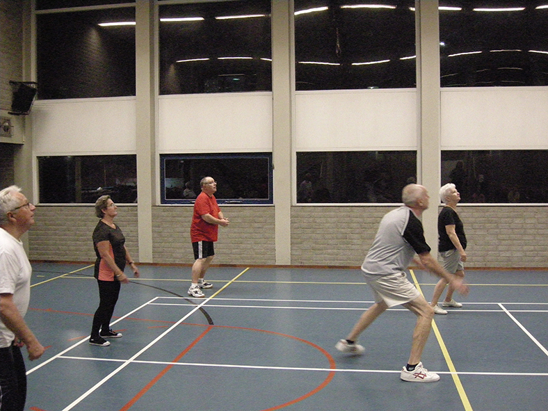 Groep 'Hart in beweging' tijdens volleybal