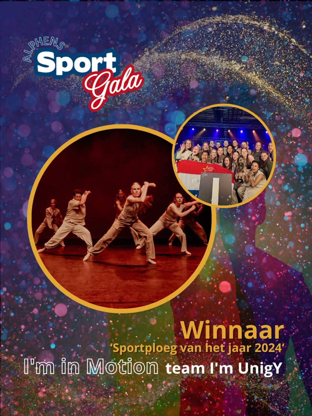 Sportploeg van het jaar 2024 "oorkonde" I'm in Motion team I'm Unigy