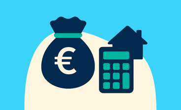 Getekende weergave van zak geld en rekenmachine