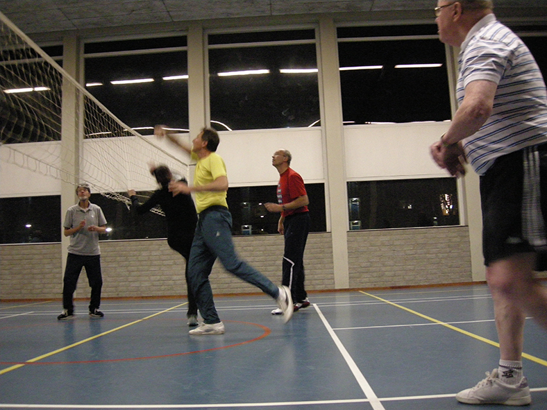 Groep 'Hart in beweging' tijdens volleybal