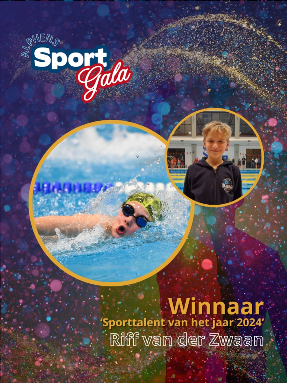 Sporttalent van het jaar 2024 "oorkonde" Riff van der Zwaan.