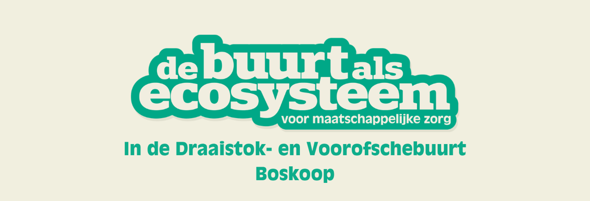 Header met logo De Buurt als Ecosysteem in de draaistok- en Voorofschebuurt Boskoop