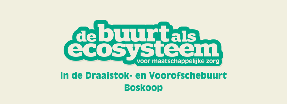 Header met logo De Buurt als Ecosysteem in de draaistok- en Voorofschebuurt Boskoop