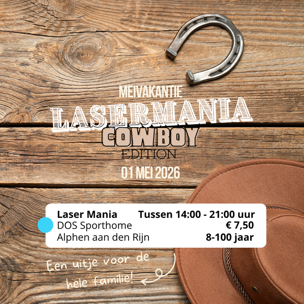 Bekendmaking datum Laser Mania meivakantie (1 mei 2026)