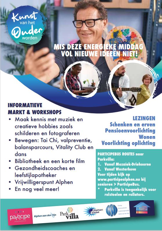Achterkant flyer Kunst van het ouder worden beurs.
