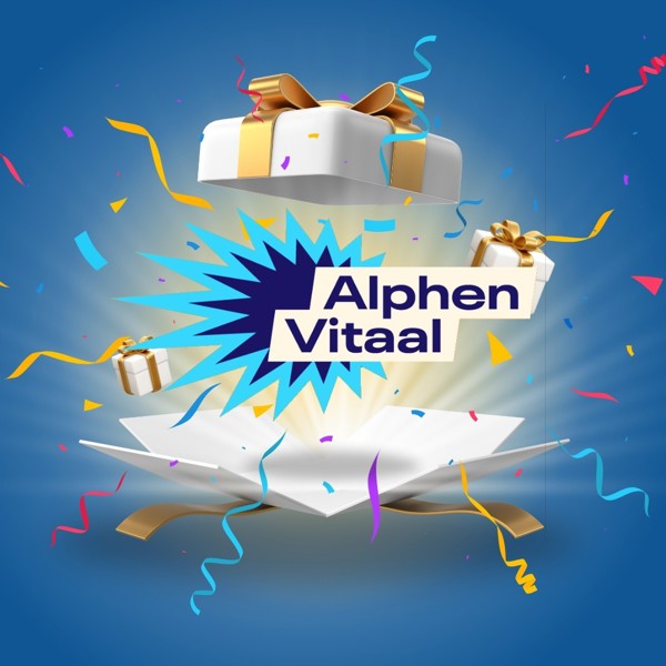 Een cadeautje met het logo van Alphen Vitaal erin