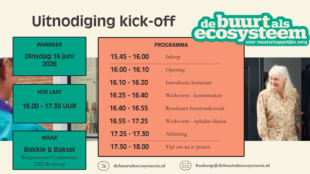 Uitnodiging met programma van kick of 16 juni