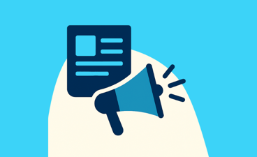 Getekende weergave van omroepinstallatie en krant